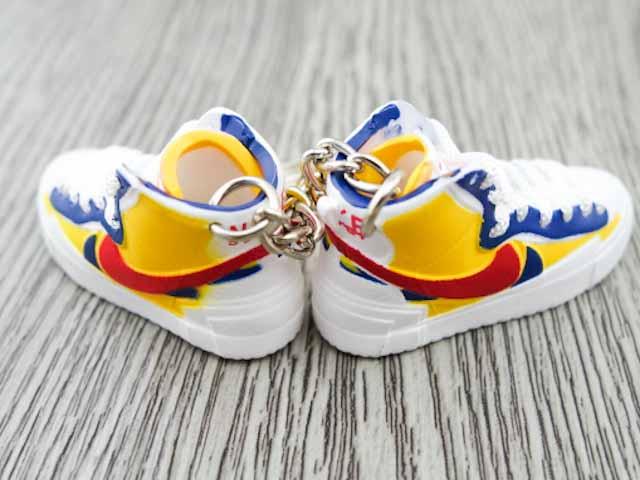 Mini 3D sneaker keychains Blazer x SACAI - Yellow/Red/Blue - Sneakers Passion