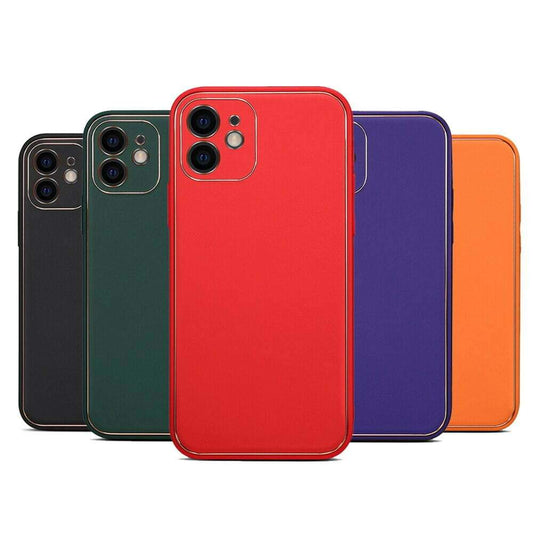 Gold Frame Leather iPhone Case - Sneakers Passion