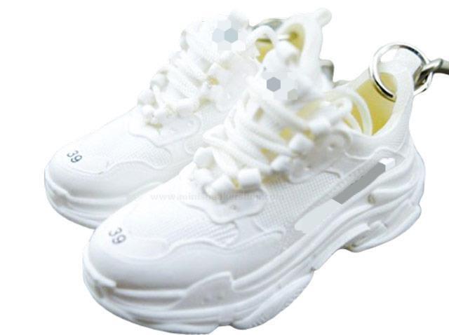 Mini Sneaker Keychains BLCGA Triple S - All White - Sneakers Passion
