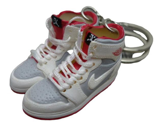 Mini sneaker keychain 3D Air Jordan 1 - WHITE/GREY/ORANGE HQ - Sneakers Passion