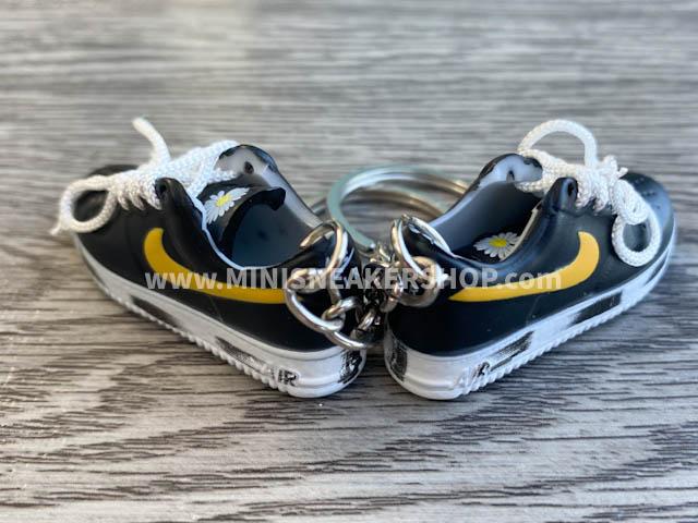 mini 3D sneaker keychains Air Force 1 x G-Dragon Black and Yellow - Sneakers Passion