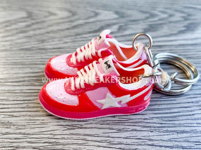 Mini 3D sneaker keychains BAPE - Pink Red - Sneakers Passion