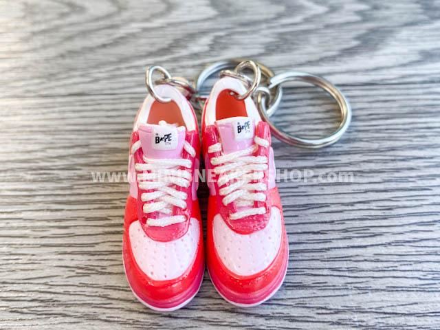 Mini 3D sneaker keychains BAPE - Pink Red - Sneakers Passion