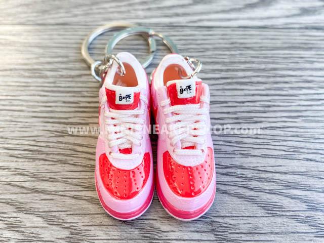 Mini 3D sneaker keychains BAPE - Red Pink - Sneakers Passion