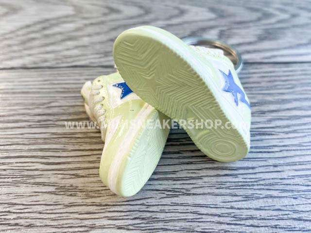 Mini 3D sneaker keychains BAPE - White Green Blue - Sneakers Passion
