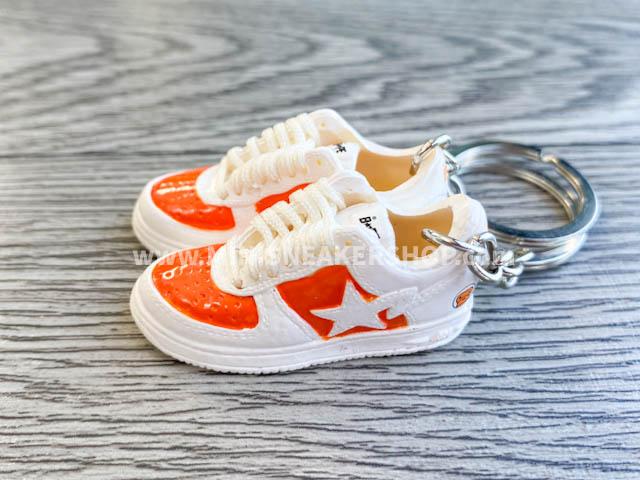 Mini 3D sneaker keychains BAPE - Orange and White Monkey - Sneakers Passion