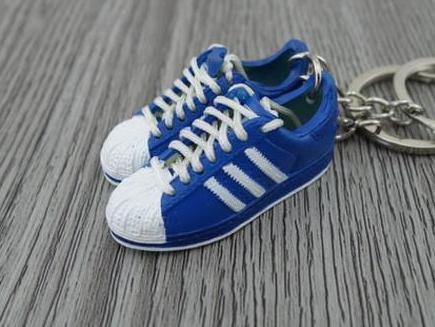 mini 3D sneaker keychains Superstar 2 White Blue - Sneakers Passion