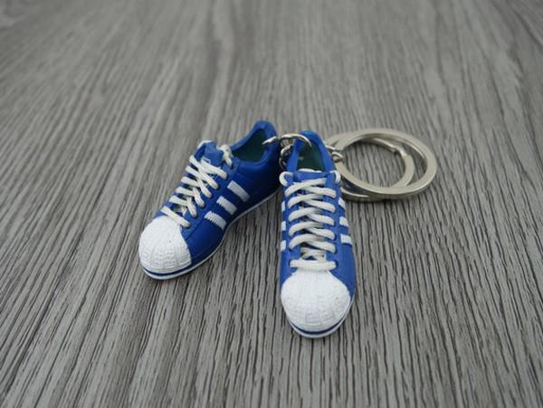 mini 3D sneaker keychains Superstar 2 White Blue - Sneakers Passion