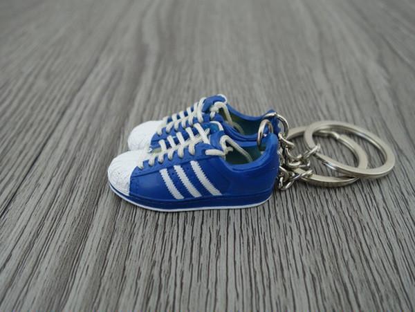 mini 3D sneaker keychains Superstar 2 White Blue - Sneakers Passion