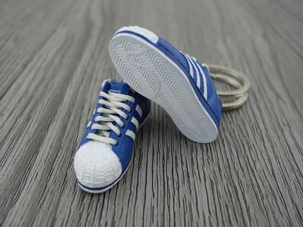 mini 3D sneaker keychains Superstar 2 White Blue - Sneakers Passion