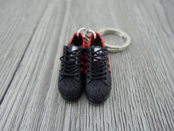 mini 3D sneaker keychains Superstar Black red - Sneakers Passion