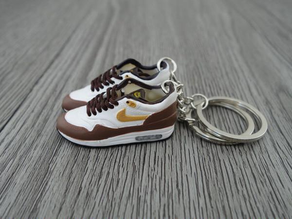mini 3D sneaker keychains Air Max 1 - Brown White - Sneakers Passion