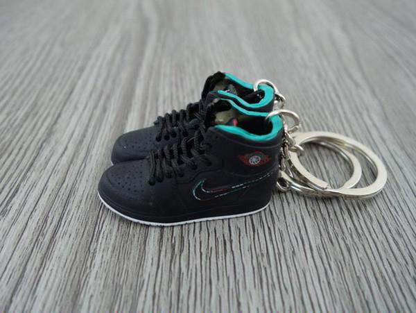 Mini sneaker keychain 3D Air Jordan 1 Black HQ - Sneakers Passion