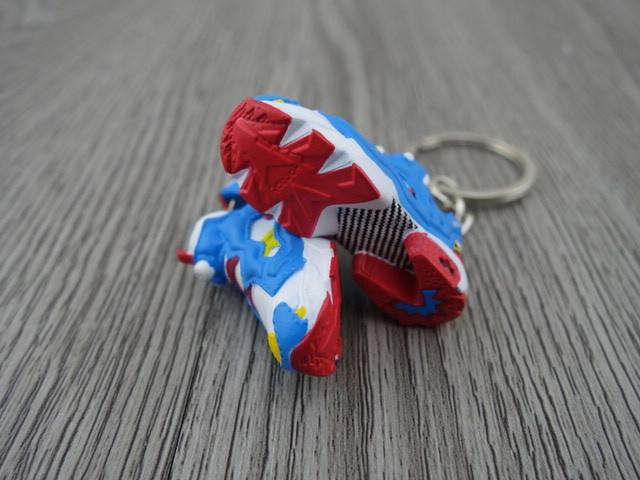 Mini 3D sneaker keychains Fury Blue White Red - Sneakers Passion