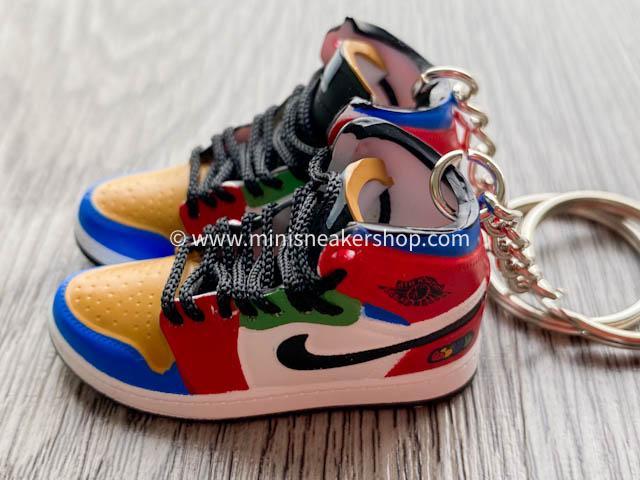 Mini sneaker keychain 3D Air Jordan 1 - Blue The Great - Sneakers Passion