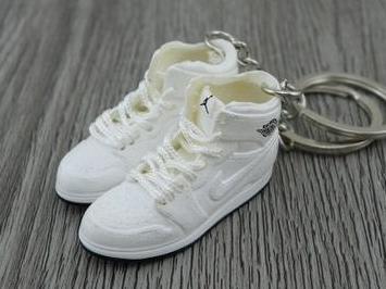 Mini sneaker keychain 3D Air Jordan 1 - Triple White - Sneakers Passion