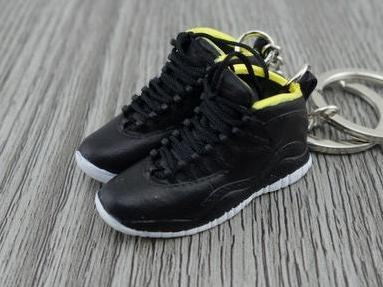 Mini Sneaker Keychains AJ 10 - Black/Yellow - Sneakers Passion