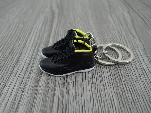 Mini Sneaker Keychains AJ 10 - Black/Yellow - Sneakers Passion