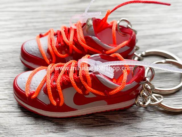 Mini sneaker keychain 3D Dunk Low OW - Red - Sneakers Passion