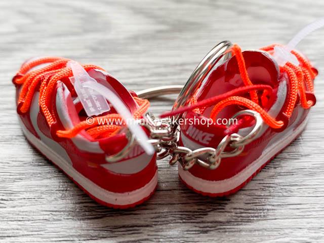 Mini sneaker keychain 3D Dunk Low OW - Red - Sneakers Passion