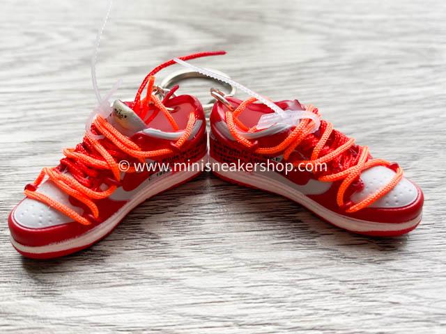 Mini sneaker keychain 3D Dunk Low OW - Red - Sneakers Passion
