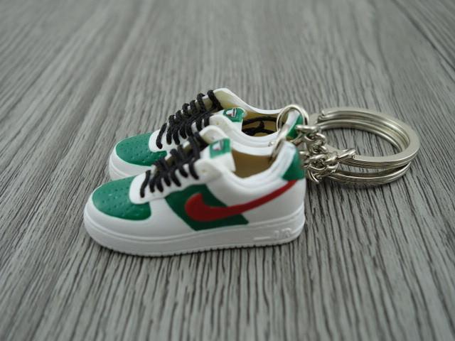 mini 3D sneaker keychains Air Force 1 low - White Red Green - Sneakers Passion