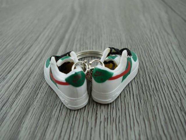 mini 3D sneaker keychains Air Force 1 low - White Red Green - Sneakers Passion