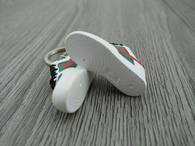 mini 3D sneaker keychains Air Force 1 low - White Red Green - Sneakers Passion