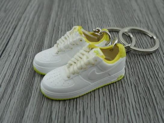 mini 3D sneaker keychains Air Force 1 low - White / Yellow - Sneakers Passion
