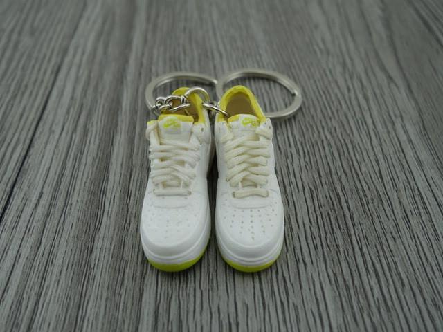 mini 3D sneaker keychains Air Force 1 low - White / Yellow - Sneakers Passion
