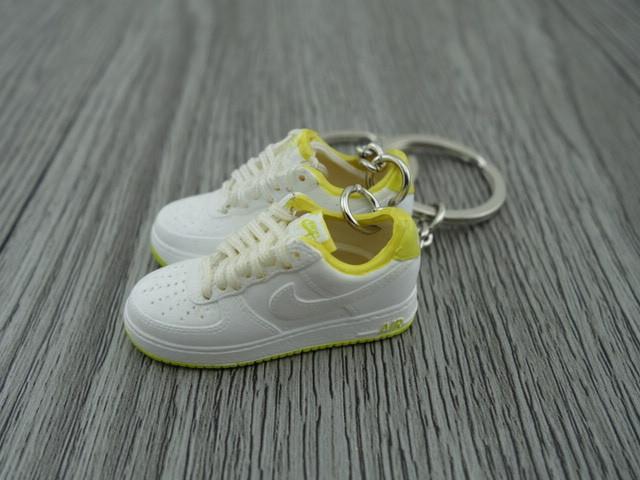 mini 3D sneaker keychains Air Force 1 low - White / Yellow - Sneakers Passion