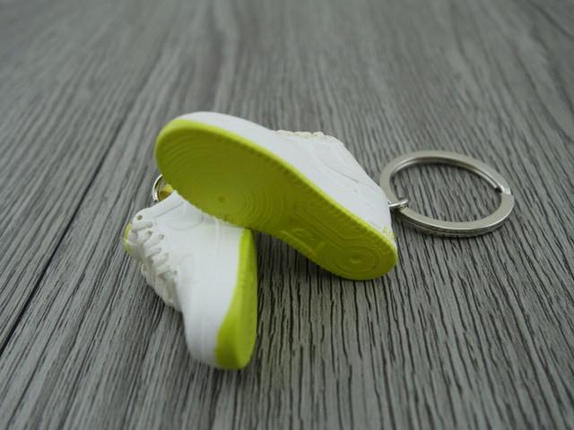 mini 3D sneaker keychains Air Force 1 low - White / Yellow - Sneakers Passion