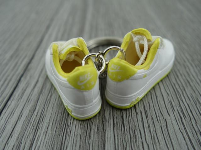 mini 3D sneaker keychains Air Force 1 low - White / Yellow - Sneakers Passion
