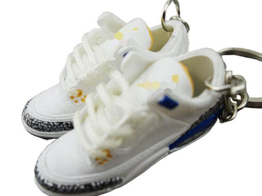 Mini Sneaker Keychains HQ AJ 3 - Blue White Yellow - Sneakers Passion