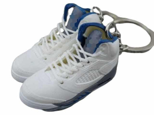 Mini Sneaker Keychains AJ 5 - Blue Grey White - Sneakers Passion
