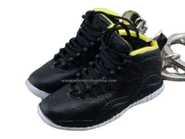 Mini Sneaker Keychains AJ 10 - Black/Yellow - Sneakers Passion
