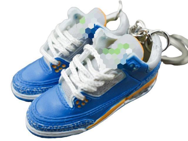 Mini Sneaker Keychains AJ 3 - Blue and Yellow - Sneakers Passion