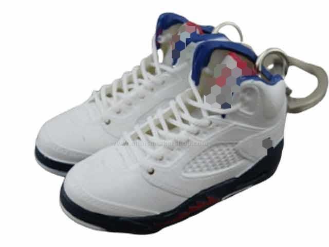 Mini Sneaker Keychains AJ 5 - White blue black - Sneakers Passion