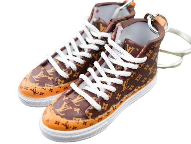 Mini sneaker keychain 3D LV - BROWN signature - Sneakers Passion