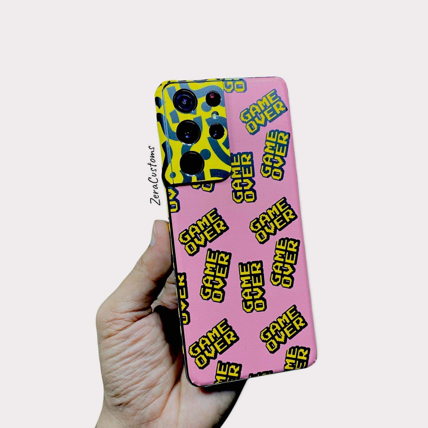 Game Over with Yellow Cutout Mobile Skin and Wrap - All Brands & Models - Sneakers Passion