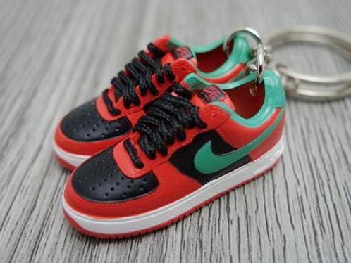 mini 3D sneaker keychains Air Force 1 Orange-Green-Black - Sneakers Passion