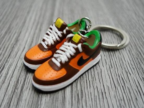 Mini Sneaker 3D keychains Nike Air Force - Brown-Green-Orange - Sneakers Passion