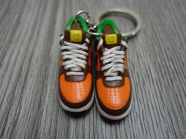 Mini Sneaker 3D keychains Nike Air Force - Brown-Green-Orange - Sneakers Passion