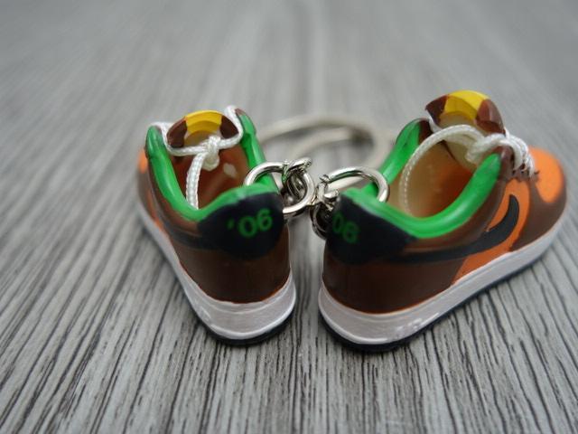 Mini Sneaker 3D keychains Nike Air Force - Brown-Green-Orange - Sneakers Passion