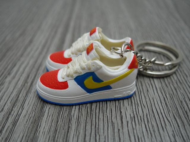 Mini Sneaker sneaker keyrings Nike Air Force - Red Blue Yellow - Sneakers Passion