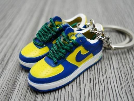 Mini Sneaker keychains 3D Nike Air Force - Navy Green Yellow - Sneakers Passion