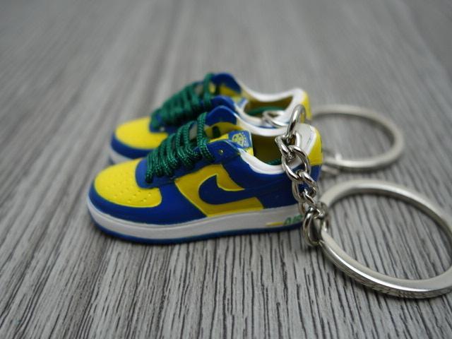 Mini Sneaker keychains 3D Nike Air Force - Navy Green Yellow - Sneakers Passion