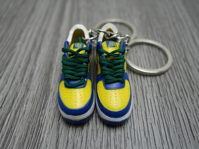 Mini Sneaker keychains 3D Nike Air Force - Navy Green Yellow - Sneakers Passion