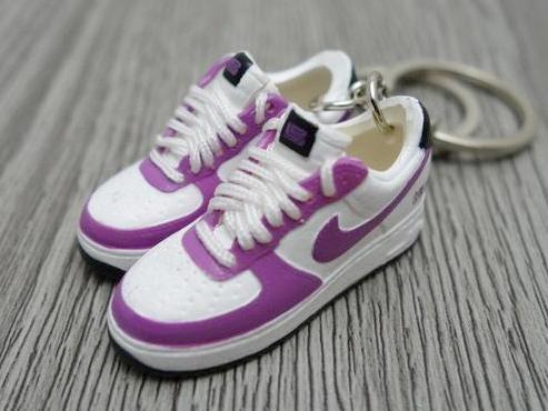 Mini Sneaker keychains Nike Air Force - White Purple Black - Sneakers Passion