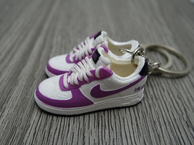 Mini Sneaker keychains Nike Air Force - White Purple Black - Sneakers Passion